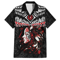 New Zealand Maori Girl Family Matching Long Sleeve Bodycon Dress and Hawaiian Shirt Silver Fern and Koru Pattern LT03 Dad's Shirt - Short Sleeve Black - Polynesian Pride
