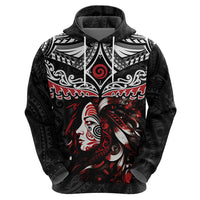 New Zealand Maori Girl Zip Hoodie Silver Fern and Koru Pattern LT03 - Polynesian Pride