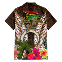 Vanuatu Selebretem 44th Indipendens Dei Family Matching Off Shoulder Maxi Dress and Hawaiian Shirt Yumi Pig Tusk and Namele Fern LT03 - Polynesian Pride