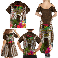 Vanuatu Selebretem 44th Indipendens Dei Family Matching Summer Maxi Dress and Hawaiian Shirt Yumi Pig Tusk and Namele Fern LT03 - Polynesian Pride