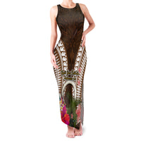Vanuatu Selebretem 44th Indipendens Dei Family Matching Tank Maxi Dress and Hawaiian Shirt Yumi Pig Tusk and Namele Fern LT03 Mom's Dress Brown - Polynesian Pride