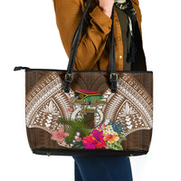 Vanuatu Selebretem 44th Indipendens Dei Leather Tote Bag Yumi Pig Tusk and Namele Fern LT03 - Polynesian Pride