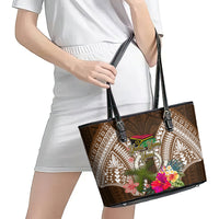 Vanuatu Selebretem 44th Indipendens Dei Leather Tote Bag Yumi Pig Tusk and Namele Fern LT03 - Polynesian Pride