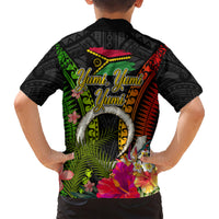 Vanuatu Independence Day Family Matching Short Sleeve Bodycon Dress and Hawaiian Shirt Tugeta Yumi Selebretem Indipendens Dei LT03 - Polynesian Pride