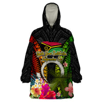 Vanuatu Independence Day Wearable Blanket Hoodie Tugeta Yumi Selebretem Indipendens Dei LT03 One Size Black - Polynesian Pride