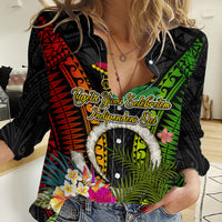 Vanuatu Independence Day Women Casual Shirt Tugeta Yumi Selebretem Indipendens Dei LT03 Female Black - Polynesian Pride