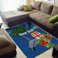 Personalised Fiji Independence Day Area Rug Fijian Coat of Arms Palm and Hibiscus Tapa Pattern LT03 - Polynesian Pride