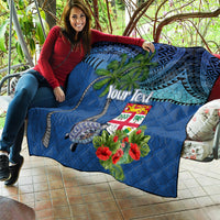 Personalised Fiji Independence Day Quilt Fijian Coat of Arms Palm and Hibiscus Tapa Pattern LT03 - Polynesian Pride