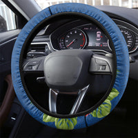Fiji Independence Day Steering Wheel Cover Fijian Coat of Arms Palm and Hibiscus Tapa Pattern LT03 - Polynesian Pride