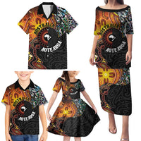 New Zealand and Australia Together Family Matching Puletasi and Hawaiian Shirt Maori Tattoo Paua Shell mix Aboriginal Pattern LT03 - Polynesian Pride