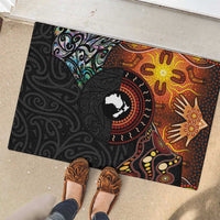 New Zealand and Australia Together Rubber Doormat Maori Tattoo Paua Shell mix Aboriginal Pattern
