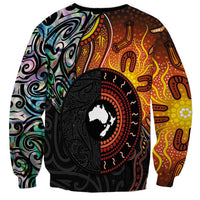 New Zealand and Australia Together Sweatshirt Maori Tattoo Paua Shell mix Aboriginal Pattern