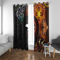 New Zealand and Australia Together Window Curtain Maori Tattoo Paua Shell mix Aboriginal Pattern