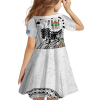 Fiji Iguana Family Matching Off Shoulder Short Dress and Hawaiian Shirt Tapa Tribal Tattoo and Hibiscus