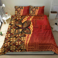 Samoan Pacific Tribal Flower Geometric Art Tattoos Bedding Set Siapo Pattern Flame Sunset - Polynesian Pride