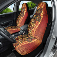 Samoan Pacific Tribal Flower Geometric Art Tattoos Car Seat Cover Siapo Pattern Flame Sunset - Polynesian Pride