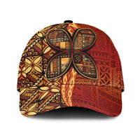 Samoan Pacific Tribal Flower Geometric Art Tattoos Classic Cap Siapo Pattern Flame Sunset - Polynesian Pride