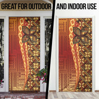 Samoan Pacific Tribal Flower Geometric Art Tattoos Door Cover Siapo Pattern Flame Sunset - Polynesian Pride