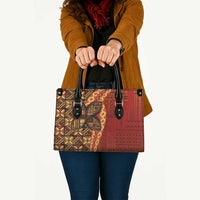 Samoan Pacific Tribal Flower Geometric Art Tattoos Leather Bag Siapo Pattern Flame Sunset - Polynesian Pride