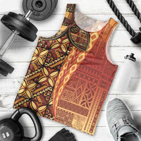 Samoan Pacific Tribal Flower Geometric Art Tattoos Men Tank Top Siapo Pattern Flame Sunset - Polynesian Pride
