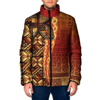 Samoan Pacific Tribal Flower Geometric Art Tattoos Padded Jacket Siapo Pattern Flame Sunset - Polynesian Pride
