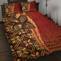 Samoan Pacific Tribal Flower Geometric Art Tattoos Quilt Bed Set Siapo Pattern Flame Sunset - Polynesian Pride