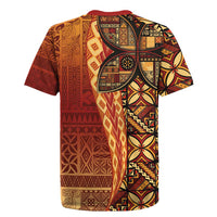 Samoan Pacific Tribal Flower Geometric Art Tattoos Rugby Jersey Siapo Pattern Flame Sunset - Polynesian Pride