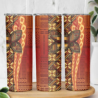 Samoan Pacific Tribal Flower Geometric Art Tattoos Skinny Tumbler Siapo Pattern Flame Sunset - Polynesian Pride