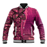 Samoan Pacific Tribal Flower Geometric Art Tattoos Baseball Jacket Siapo Pattern Romantic Rose - Polynesian Pride