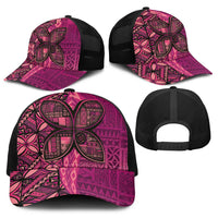 Samoan Pacific Tribal Flower Geometric Art Tattoos Baseball Net Cap Siapo Pattern Romantic Rose - Polynesian Pride