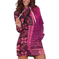 Samoan Pacific Tribal Flower Geometric Art Tattoos Hoodie Dress Siapo Pattern Romantic Rose LT03 Pink - Polynesian Pride