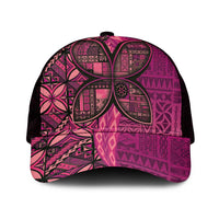 Samoan Pacific Tribal Flower Geometric Art Tattoos Mesh Trucker Cap Siapo Pattern Romantic Rose LT03 One Size Black Pink - Polynesian Pride