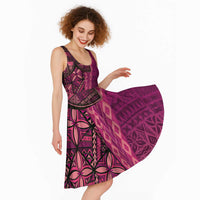 Samoan Pacific Tribal Flower Geometric Art Tattoos Midi Dress Siapo Pattern Romantic Rose - Polynesian Pride
