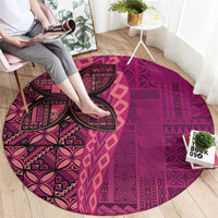 Samoan Pacific Tribal Flower Geometric Art Tattoos Round Carpet Siapo Pattern Romantic Rose - Polynesian Pride