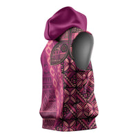 Samoan Pacific Tribal Flower Geometric Art Tattoos Sleeveless Hoodie Siapo Pattern Romantic Rose - Polynesian Pride
