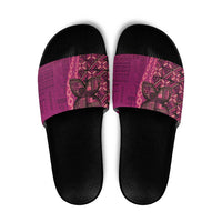 Samoan Pacific Tribal Flower Geometric Art Tattoos Slide Sandals Siapo Pattern Romantic Rose - Polynesian Pride