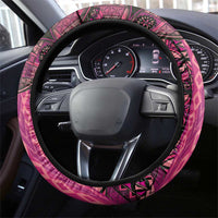 Samoan Pacific Tribal Flower Geometric Art Tattoos Steering Wheel Cover Siapo Pattern Romantic Rose - Polynesian Pride