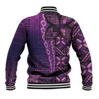 Samoan Pacific Tribal Flower Geometric Art Tattoos Baseball Jacket Siapo Pattern Purple Haze - Polynesian Pride