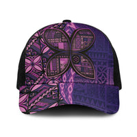 Samoan Pacific Tribal Flower Geometric Art Tattoos Baseball Net Cap Siapo Pattern Purple Haze - Polynesian Pride
