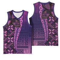 Samoan Pacific Tribal Flower Geometric Art Tattoos Basketball Jersey Siapo Pattern Purple Haze - Polynesian Pride