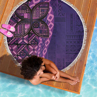 Samoan Pacific Tribal Flower Geometric Art Tattoos Beach Blanket Siapo Pattern Purple Haze - Polynesian Pride