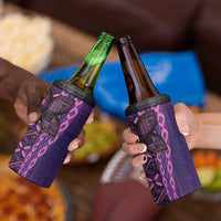 Samoan Pacific Tribal Flower Geometric Art Tattoos 4 in 1 Can Cooler Tumbler Siapo Pattern Purple Haze - Polynesian Pride