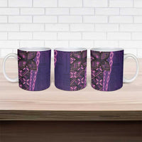 Samoan Pacific Tribal Flower Geometric Art Tattoos Ceramic Mug Siapo Pattern Purple Haze - Polynesian Pride