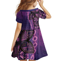 Samoan Pacific Tribal Flower Geometric Art Tattoos Family Matching Tank Maxi Dress and Hawaiian Shirt Siapo Pattern Purple Haze - Polynesian Pride