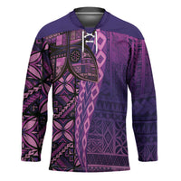 Samoan Pacific Tribal Flower Geometric Art Tattoos Hockey Jersey Siapo Pattern Purple Haze LT03 Unisex Purple - Polynesian Pride