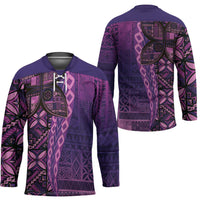 Samoan Pacific Tribal Flower Geometric Art Tattoos Hockey Jersey Siapo Pattern Purple Haze LT03 - Polynesian Pride