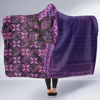 Samoan Pacific Tribal Flower Geometric Art Tattoos Hooded Blanket Siapo Pattern Purple Haze - Polynesian Pride