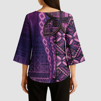 Samoan Pacific Tribal Flower Geometric Art Tattoos Kimono Sleeve Blouse Siapo Pattern Purple Haze - Polynesian Pride
