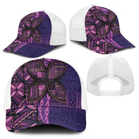 Samoan Pacific Tribal Flower Geometric Art Tattoos Mesh Trucker Cap Siapo Pattern Purple Haze - Polynesian Pride