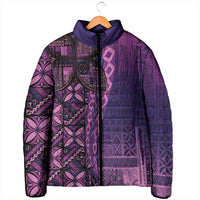 Samoan Pacific Tribal Flower Geometric Art Tattoos Padded Jacket Siapo Pattern Purple Haze - Polynesian Pride